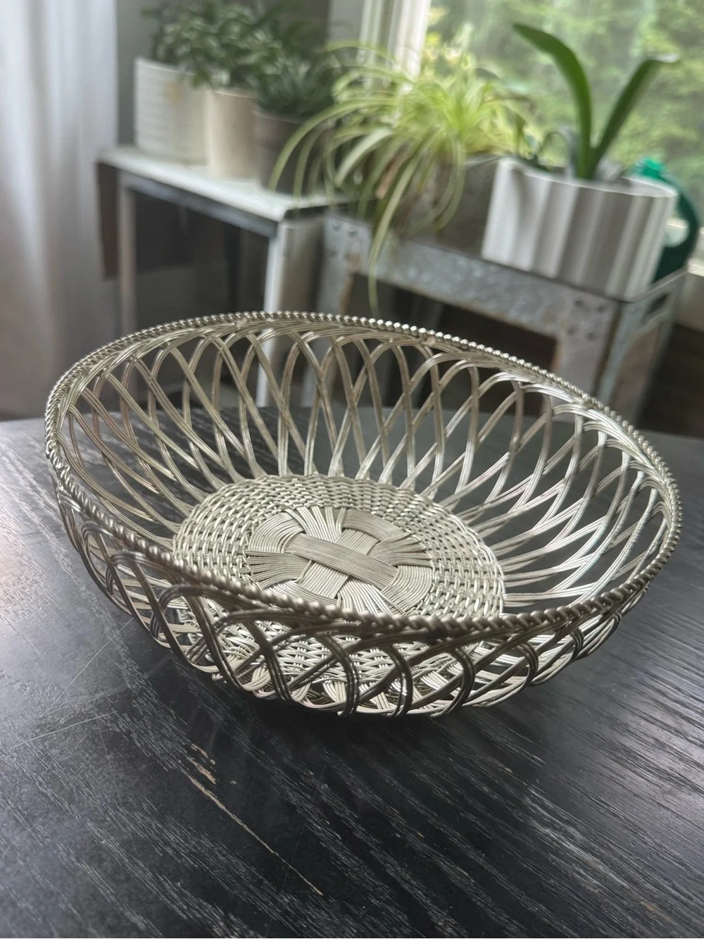 Vintage MCM Round Wire Basket